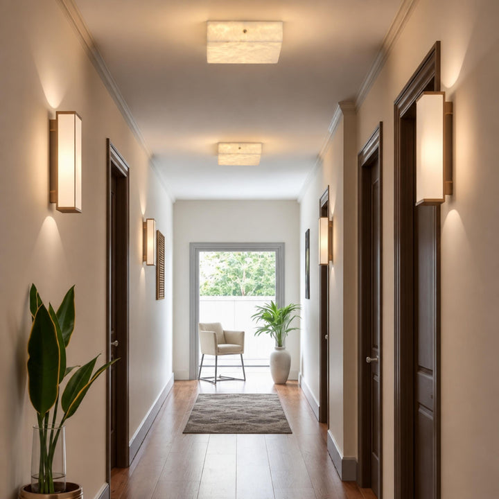 Modern Square Alabaster LED Flush Mount Ceiling Light