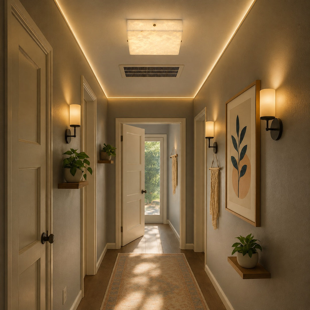 Modern Square Alabaster LED Flush Mount Ceiling Light