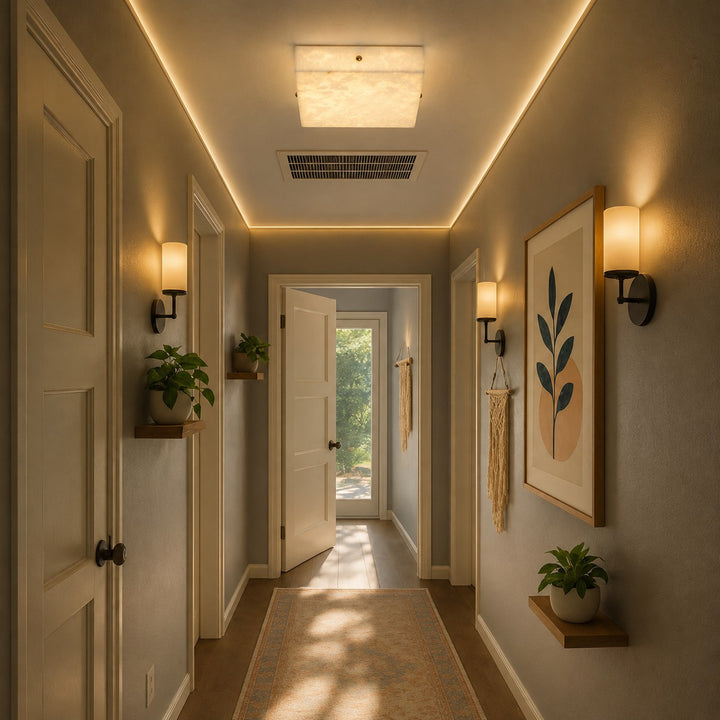 Modern Square Alabaster LED Flush Mount Ceiling Light