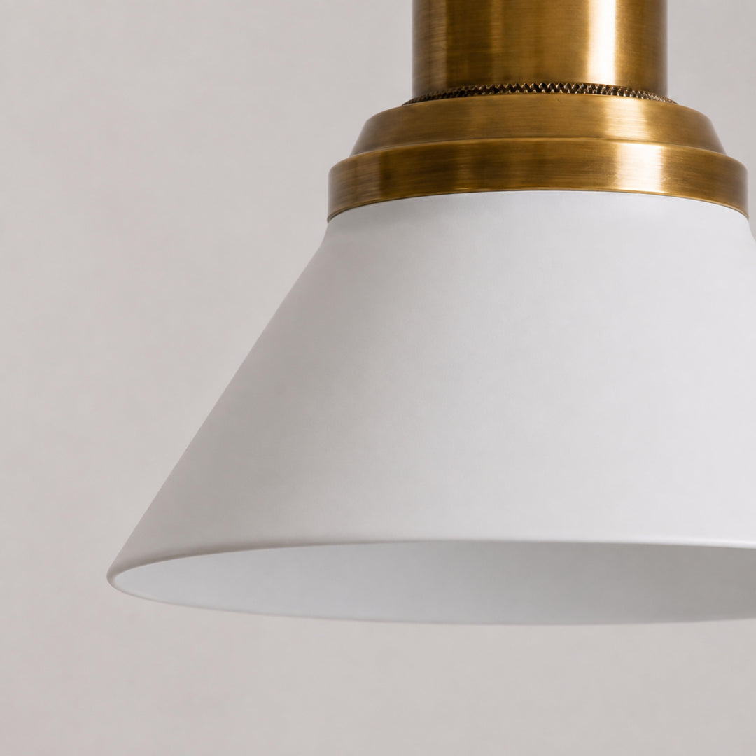 Vintage Brass & White Ceramic Semi-Flush Mount Ceiling Light