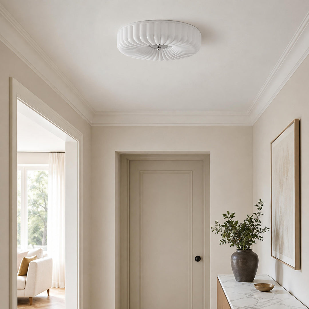 Modern Rippled Glass LED Flush Mount Ceiling Light