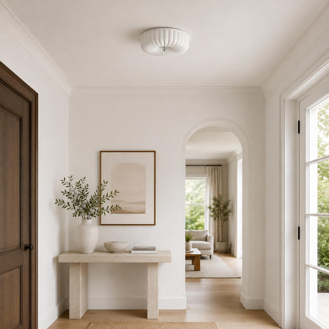 Modern Rippled Glass LED Flush Mount Ceiling Light