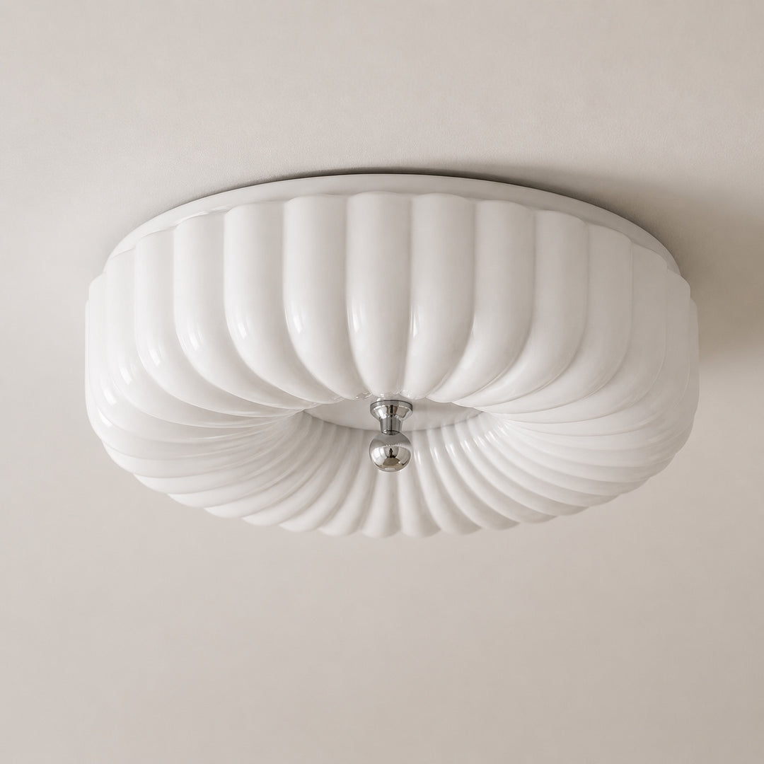 Modern Rippled Glass LED Flush Mount Ceiling Light