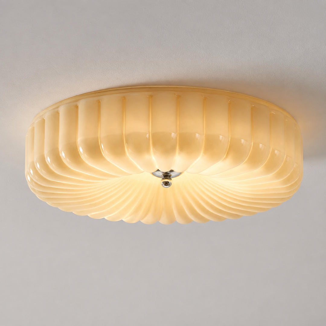 Modern Rippled Glass LED Flush Mount Ceiling Light