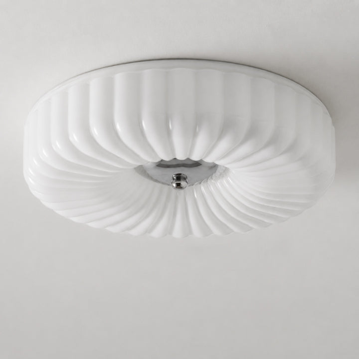 Modern Rippled Glass LED Flush Mount Ceiling Light