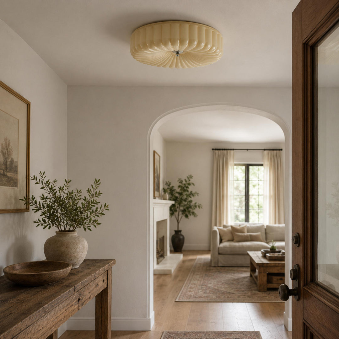Modern Rippled Glass LED Flush Mount Ceiling Light