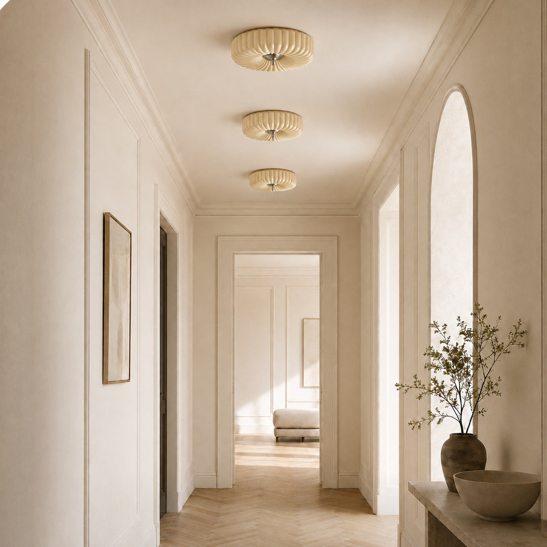 Modern Rippled Glass LED Flush Mount Ceiling Light