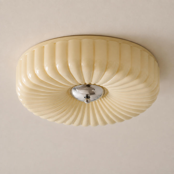 Modern Rippled Glass LED Flush Mount Ceiling Light