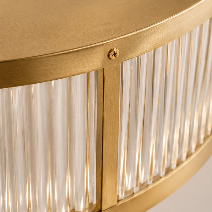 Modern Brass Fluted Glass Flush Mount Ceiling Light