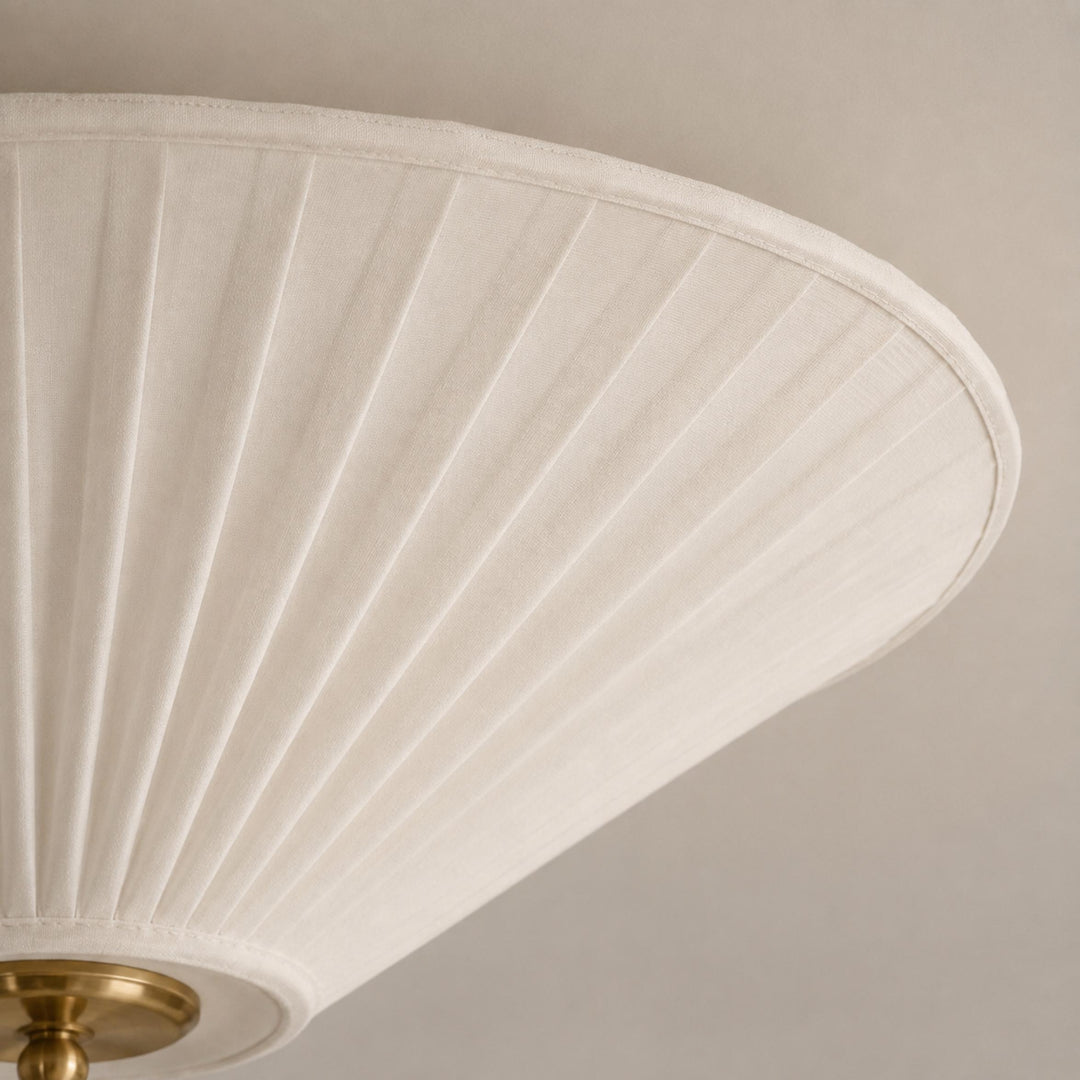Stefanie Pleated Fabric Flush & Semi-Flush Mount Ceiling Light – Ivory White & Brass