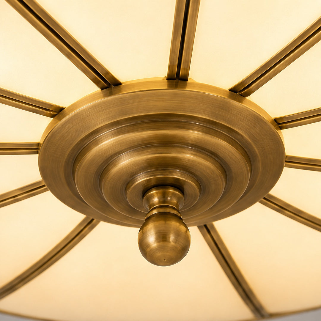 Flower-Shaped Opal Glass & Brass Semi-Flush Mount Ceiling Light