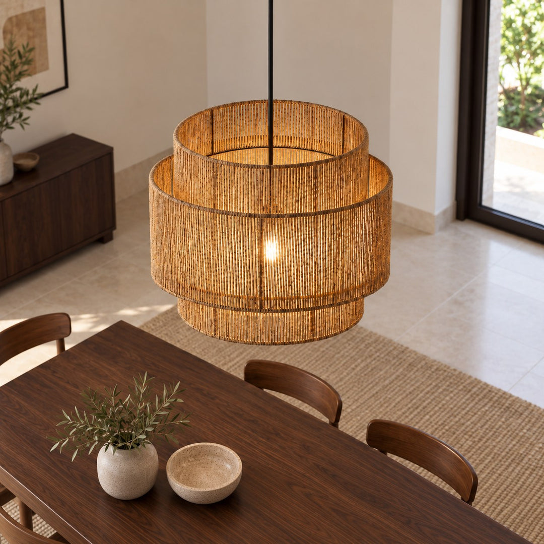 Modern Hanging Pendant Light with Hemp Rope and Adjustable LED Feature for Kitchen Pendant Lighting