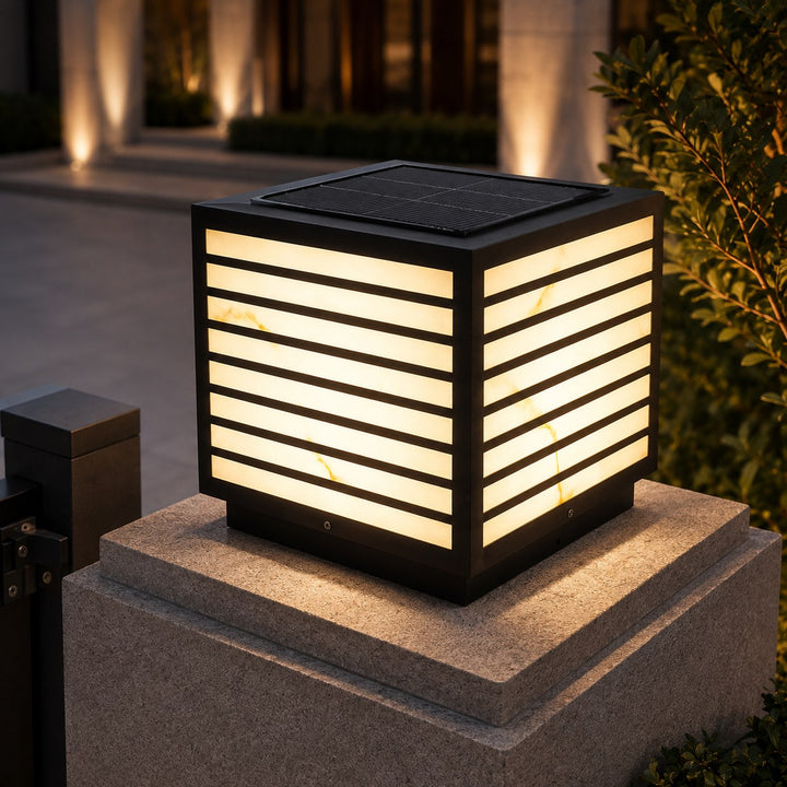 Modern Solar Garden Lights Waterproof Ground Mounted Stainless Steel Marble Shade LED 3000K