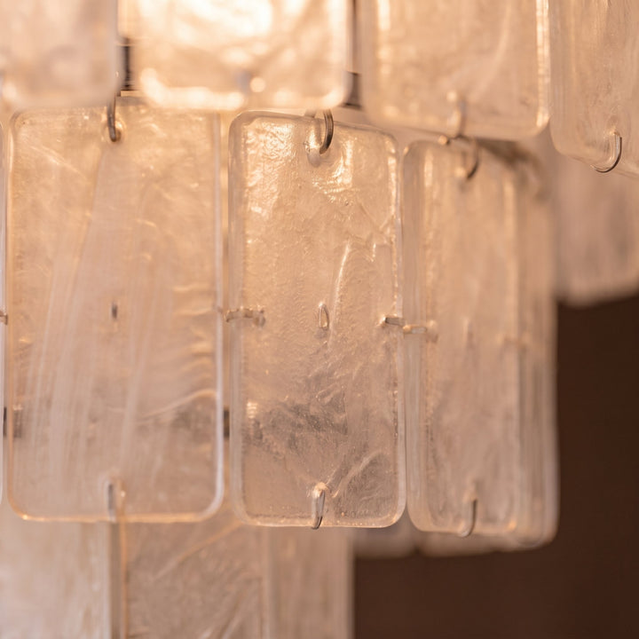 Coastal Style Chandelier Light Pendant with Adjustable Metal Frame and Natural Shell Panels for Soft Illumination
