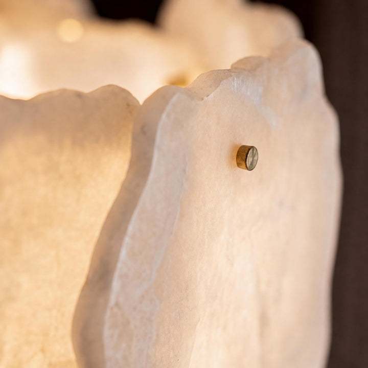 Contemporary Flush Mount Ceiling Light Copper Base Alabaster Panels Soft Diffused Lighting