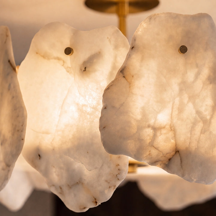 Contemporary Flush Mount Ceiling Light Copper Base Alabaster Panels Soft Diffused Lighting