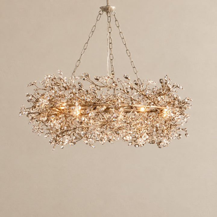 Modern Crystal Chandelier Adjustable Hanging Iron Fixture with Multiple Light Sockets