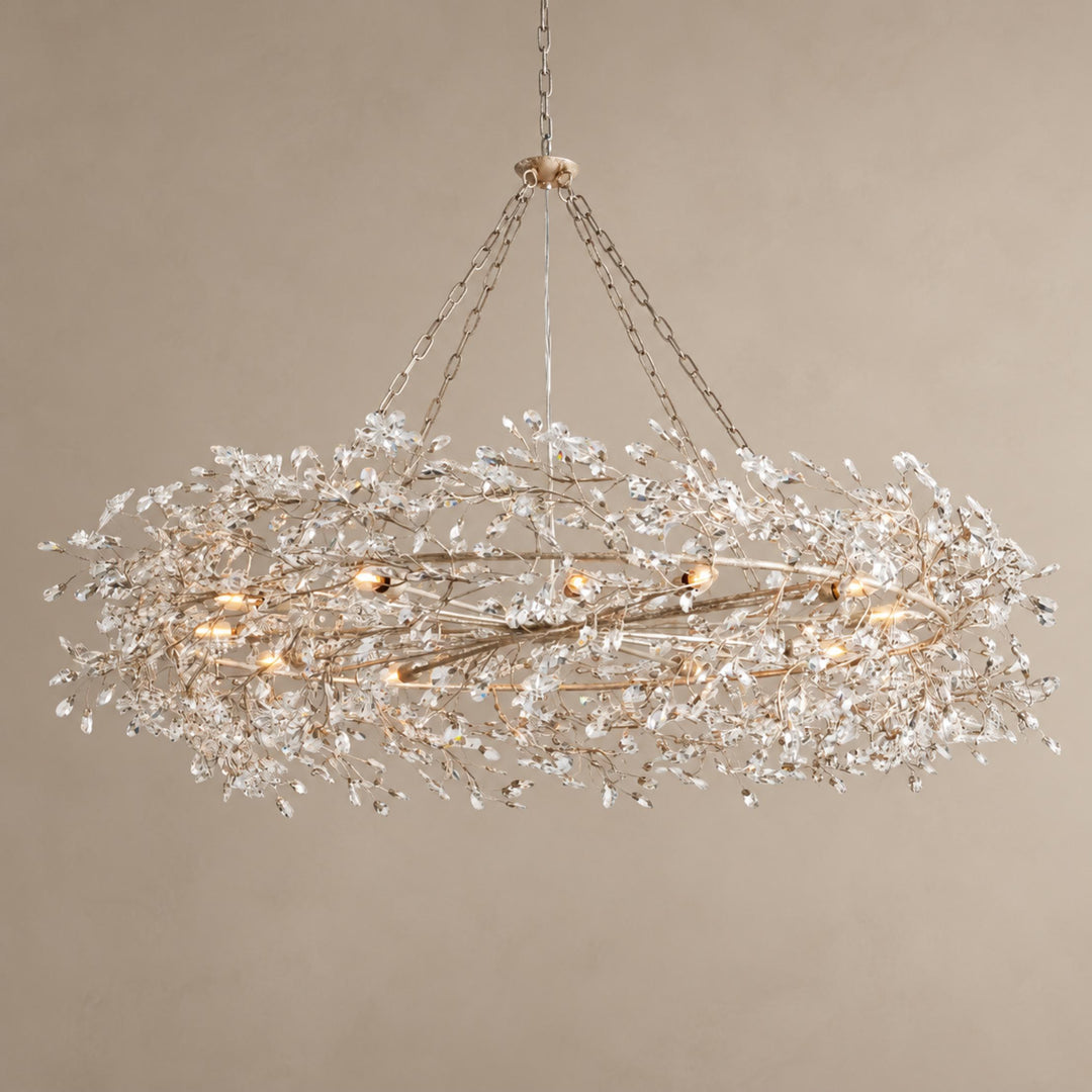 Modern Crystal Chandelier Adjustable Hanging Iron Fixture with Multiple Light Sockets