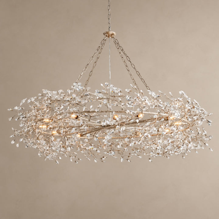 Modern Crystal Chandelier Adjustable Hanging Iron Fixture with Multiple Light Sockets