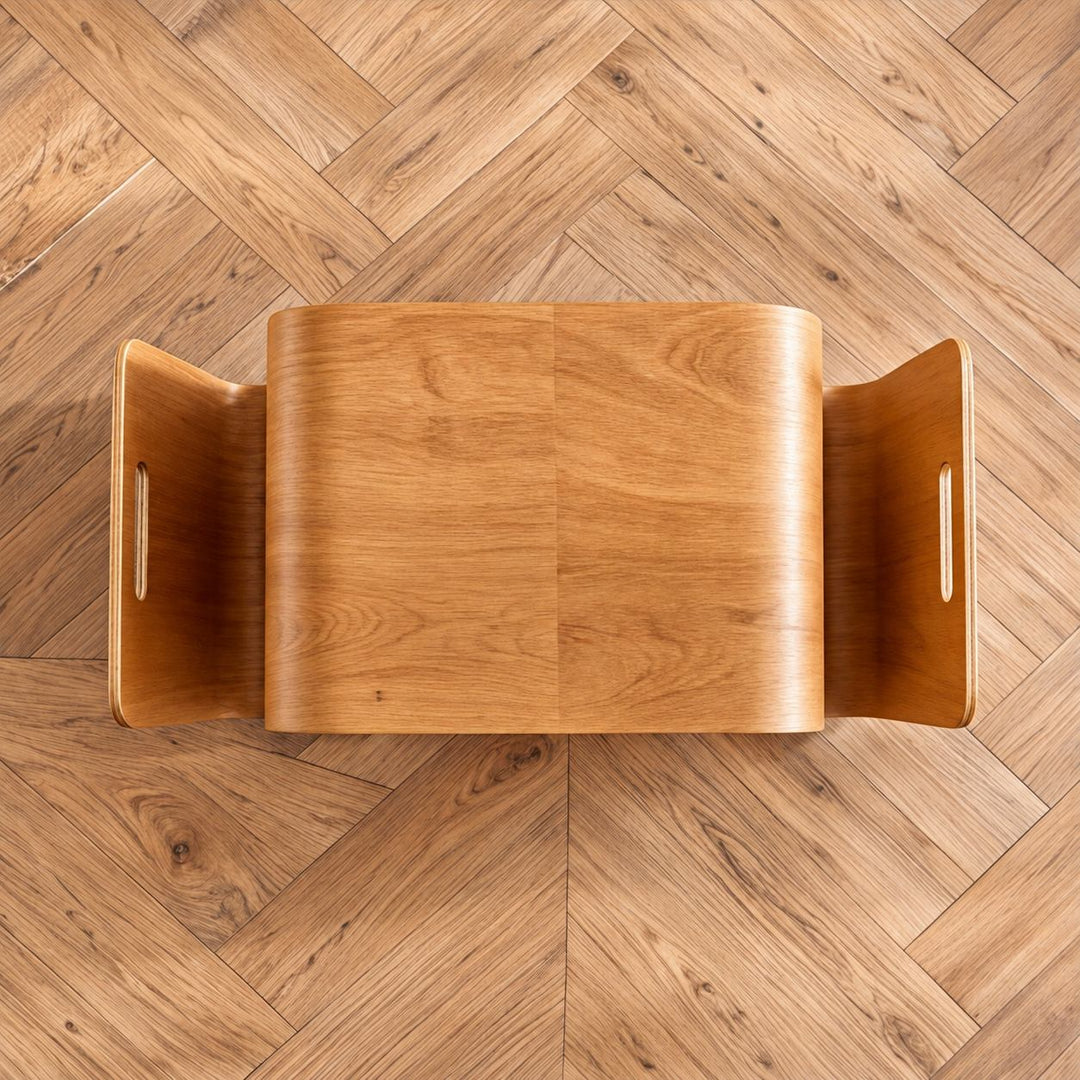 Modern Minimalist Side Table Solid Pine Wood N-Shape Design with Open Shelf for Small Spaces