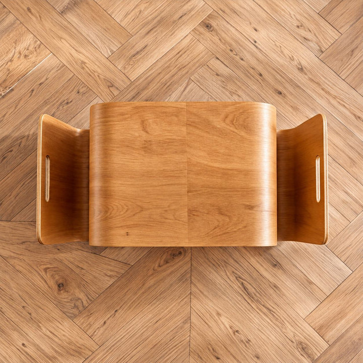 Modern Minimalist Side Table Solid Pine Wood N-Shape Design with Open Shelf for Small Spaces