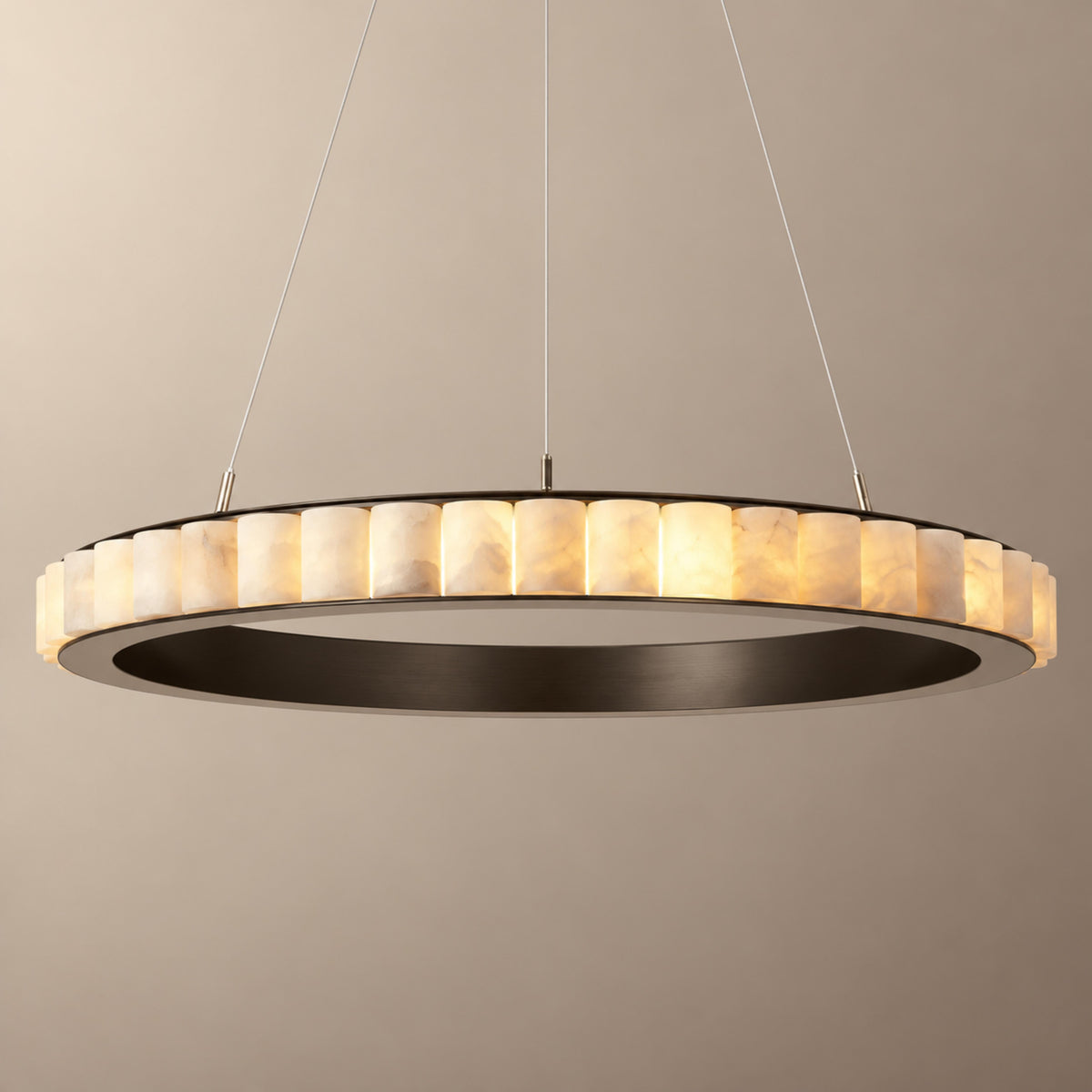 Modern Halo Chandelier Ceiling Light Flush Mount Metal Frame Adjustable Lighting