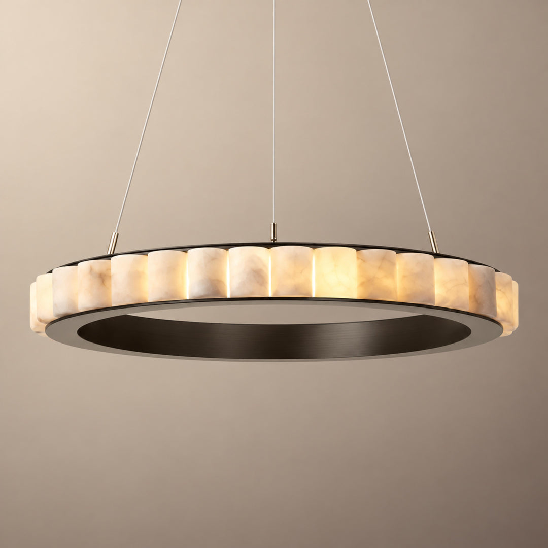 Modern Halo Chandelier Ceiling Light Flush Mount Metal Frame Adjustable Lighting