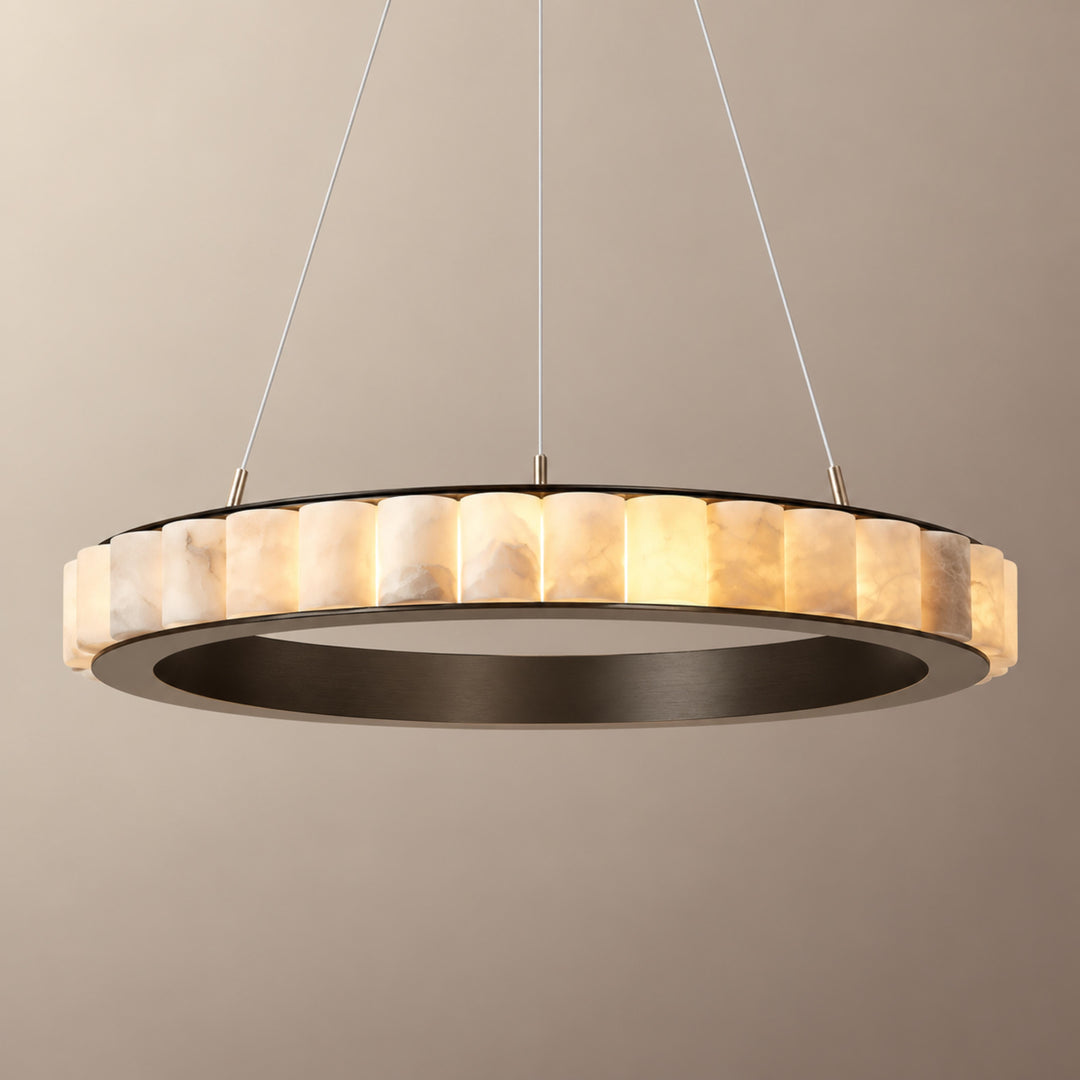 Modern Halo Chandelier Ceiling Light Flush Mount Metal Frame Adjustable Lighting