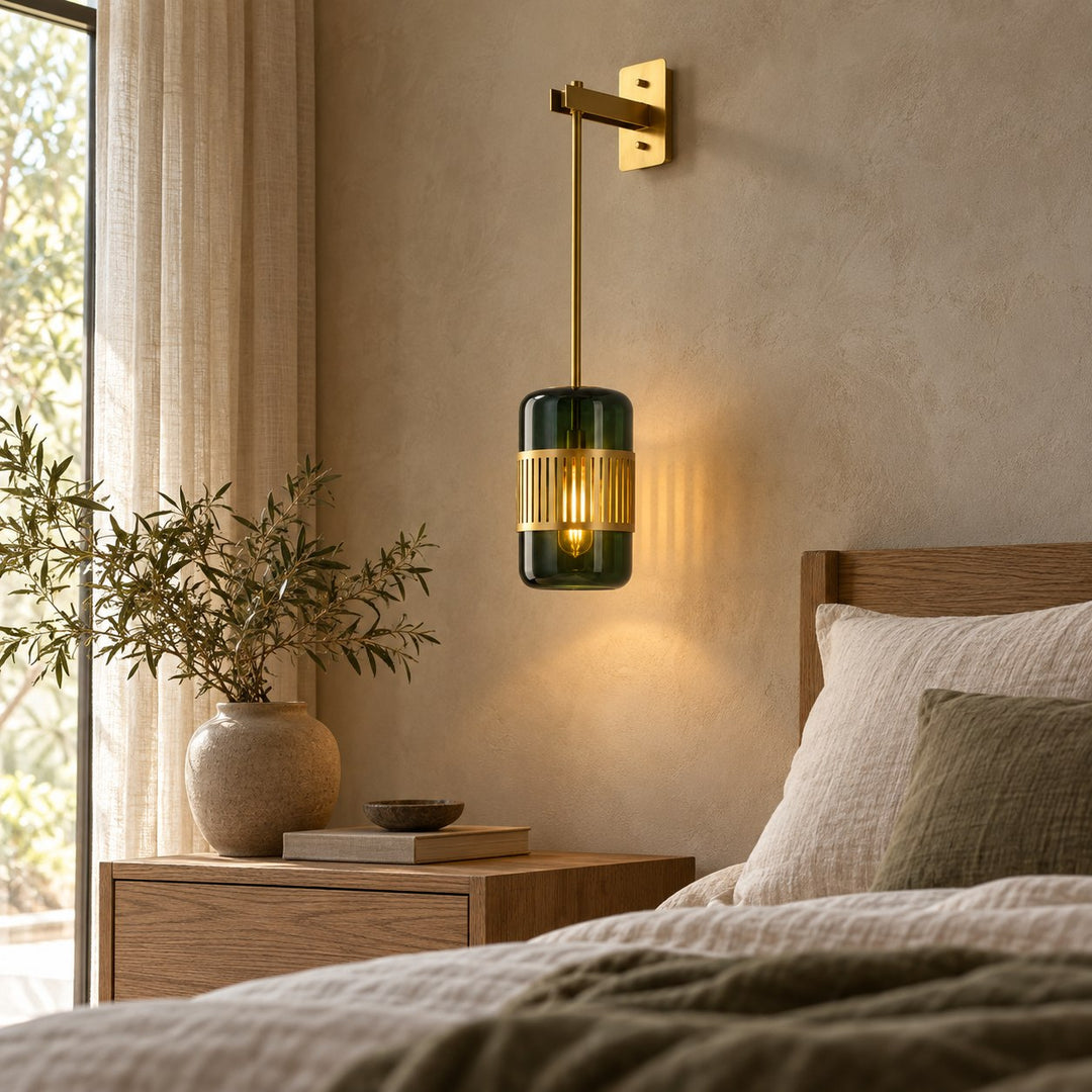 Modern Brass & Coloured Glass Wall Sconce – Interior Wall Light