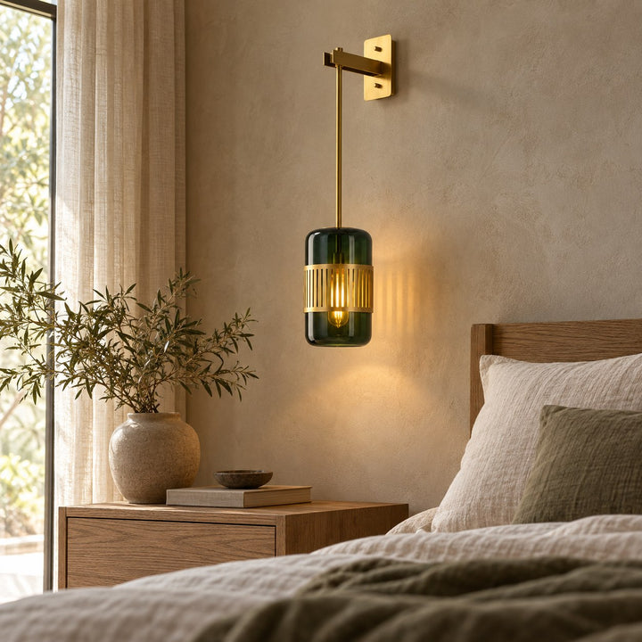Modern Brass & Coloured Glass Wall Sconce – Interior Wall Light