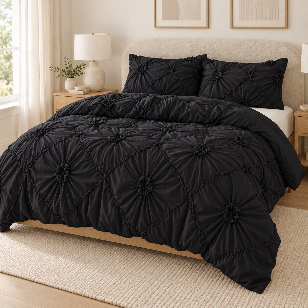 Boho Ruffle Duvet Cover Set Soft Polyester Bedding Twin Full Queen Sizes