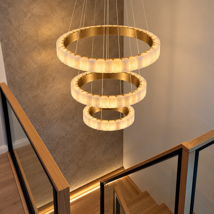 Modern Halo Chandelier Ceiling Light Flush Mount Metal Frame Adjustable Lighting