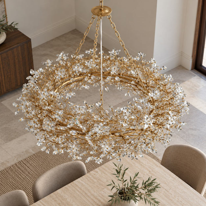 Modern Crystal Chandelier Adjustable Hanging Iron Fixture with Multiple Light Sockets