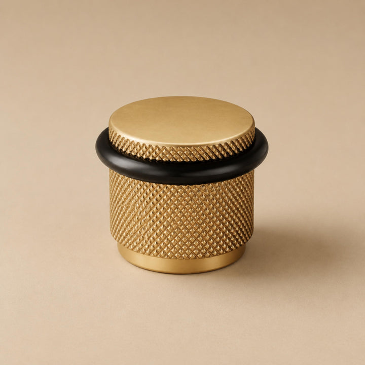 Floor Mounted Door Stop with Rubber Impact Absorber in Brass for Wall Protection