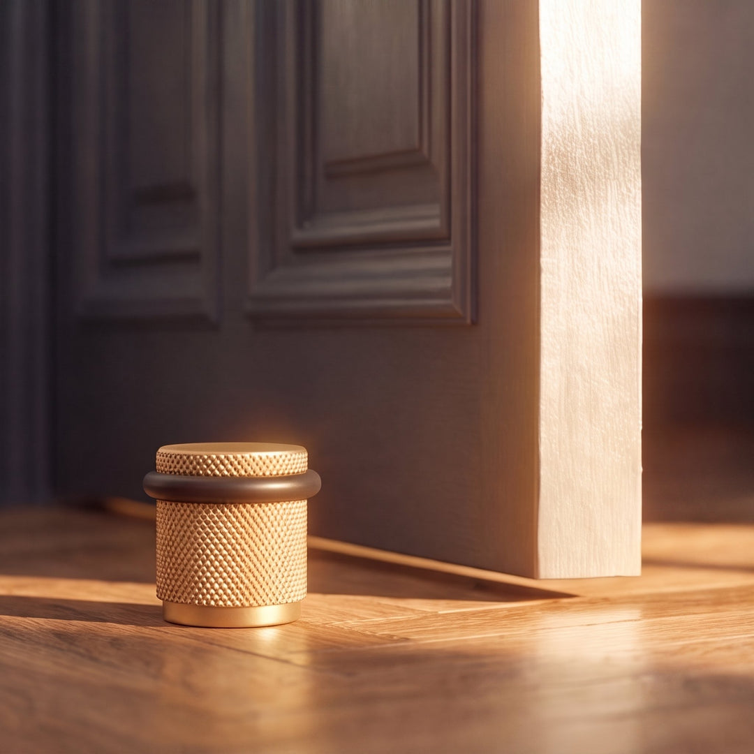 Floor Mounted Door Stop with Rubber Impact Absorber in Brass for Wall Protection