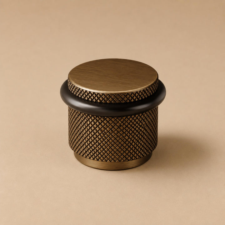 Floor Mounted Door Stop with Rubber Impact Absorber in Brass for Wall Protection