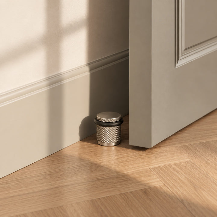 Floor Mounted Door Stop with Rubber Impact Absorber in Brass for Wall Protection