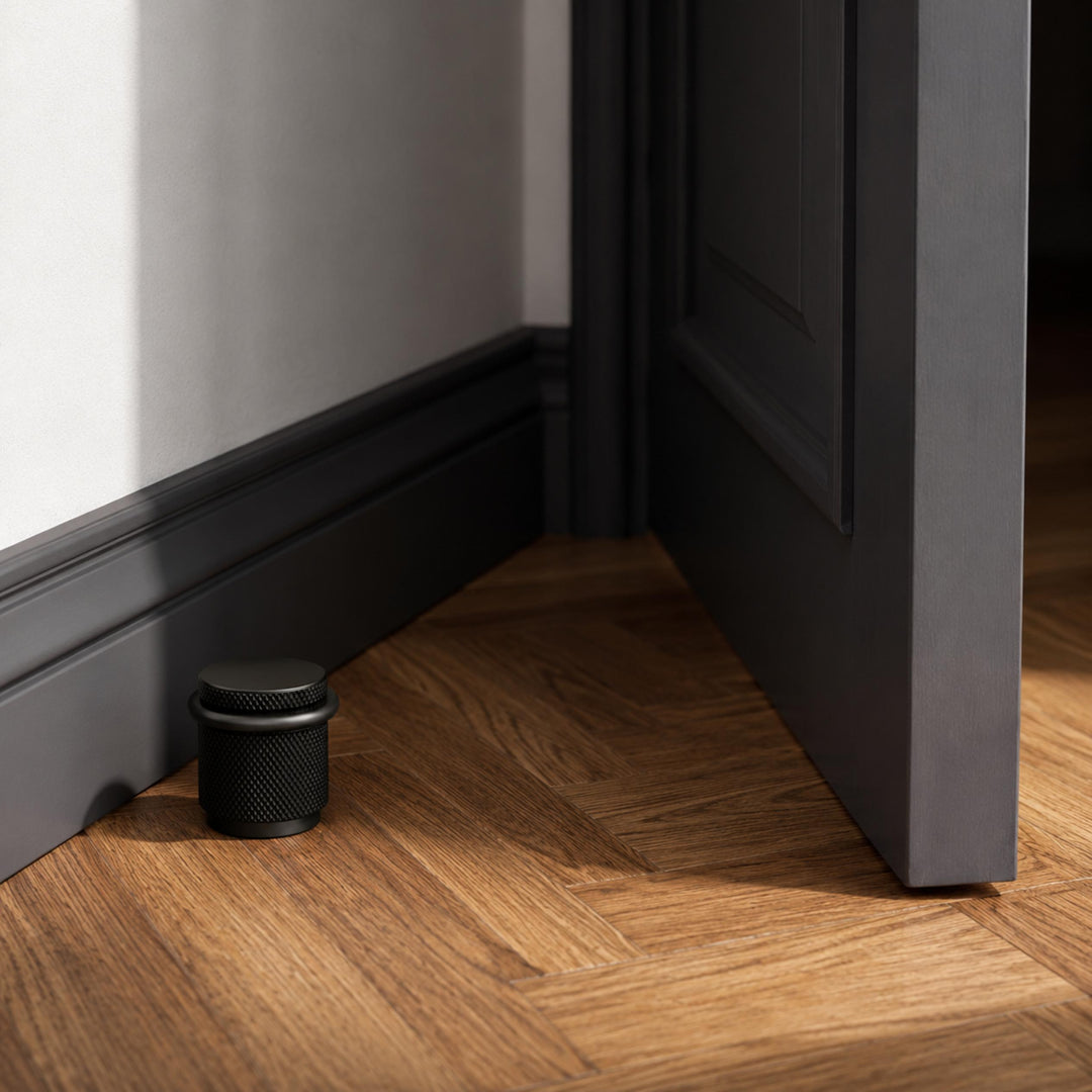 Floor Mounted Door Stop with Rubber Impact Absorber in Brass for Wall Protection