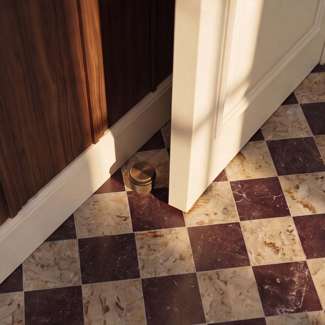 Floor Mounted Door Stop with Rubber Impact Absorber in Brass for Wall Protection