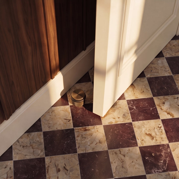 Floor Mounted Door Stop with Rubber Impact Absorber in Brass for Wall Protection