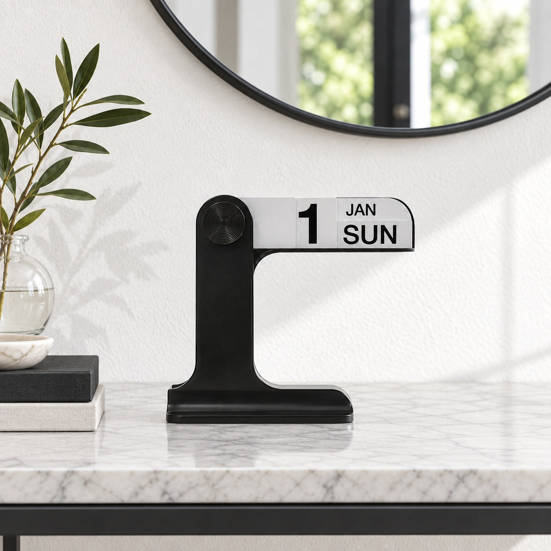 Minimalist Desk Calendar Wooden Block Compact Design ABS Material Functional Organizer