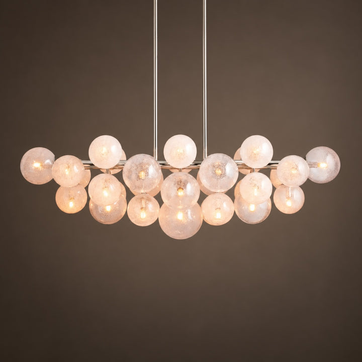 Modern Industrial Chandelier Light Adjustable Hanging Burnished Brass Steel with Hand-Blown Glass Globes