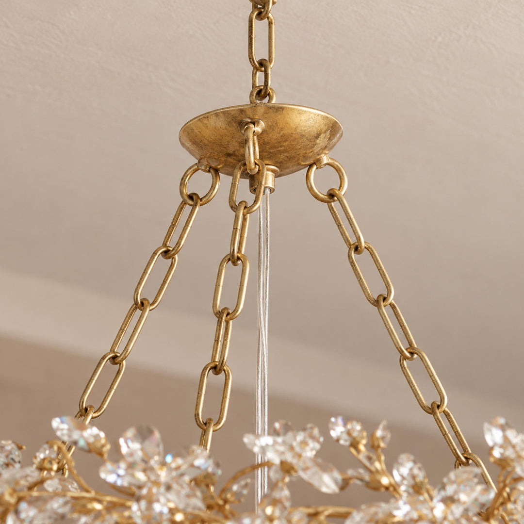 Modern Crystal Chandelier Adjustable Hanging Iron Fixture with Multiple Light Sockets