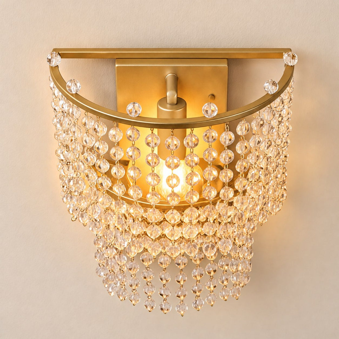 Matte Silver K9 Crystal Wall Sconce Light – Decorative Indoor Wall Light