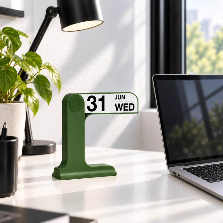 Minimalist Desk Calendar Wooden Block Compact Design ABS Material Functional Organizer