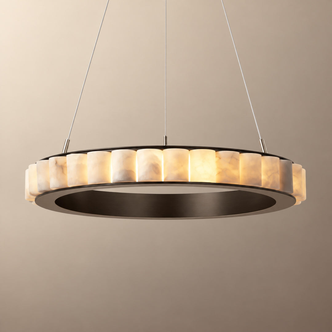 Modern Halo Chandelier Ceiling Light Flush Mount Metal Frame Adjustable Lighting