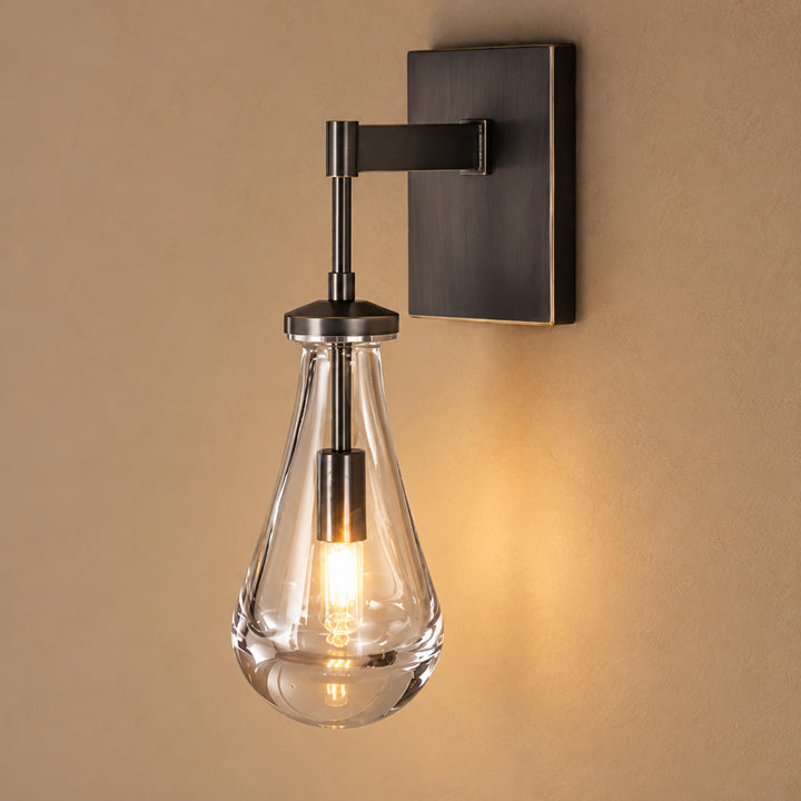 Modern Clear Glass Wall Sconce – Brass or Black Interior Wall Light