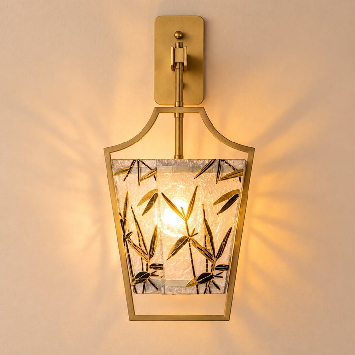 Natural Brass Textured Glass Wall Sconce – Decorative Interior Wall Light