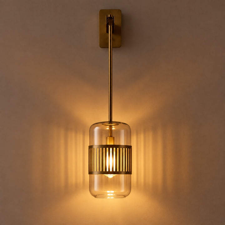 Modern Brass & Coloured Glass Wall Sconce – Interior Wall Light