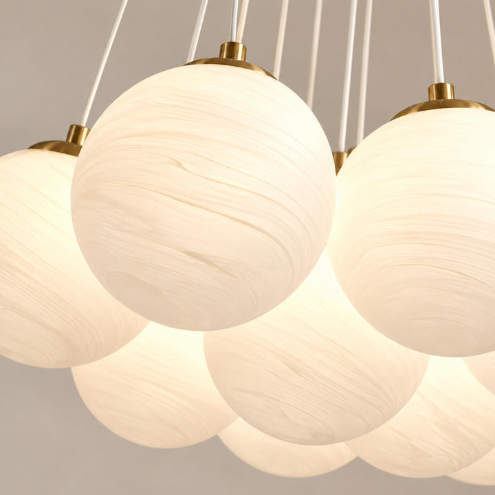 Modern Glass Chandelier Ceiling Light Hanging Metal Frame LED Compatible for Elegant Illumination